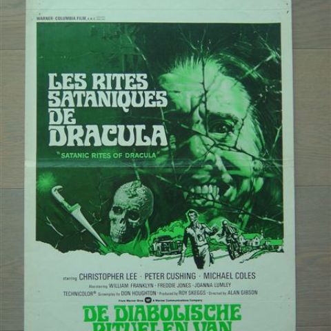 'Les rites santiques de Dracula' (The Satanic Rites of Dracula) (C. Lee-P. Cushing) Belgian affichette
